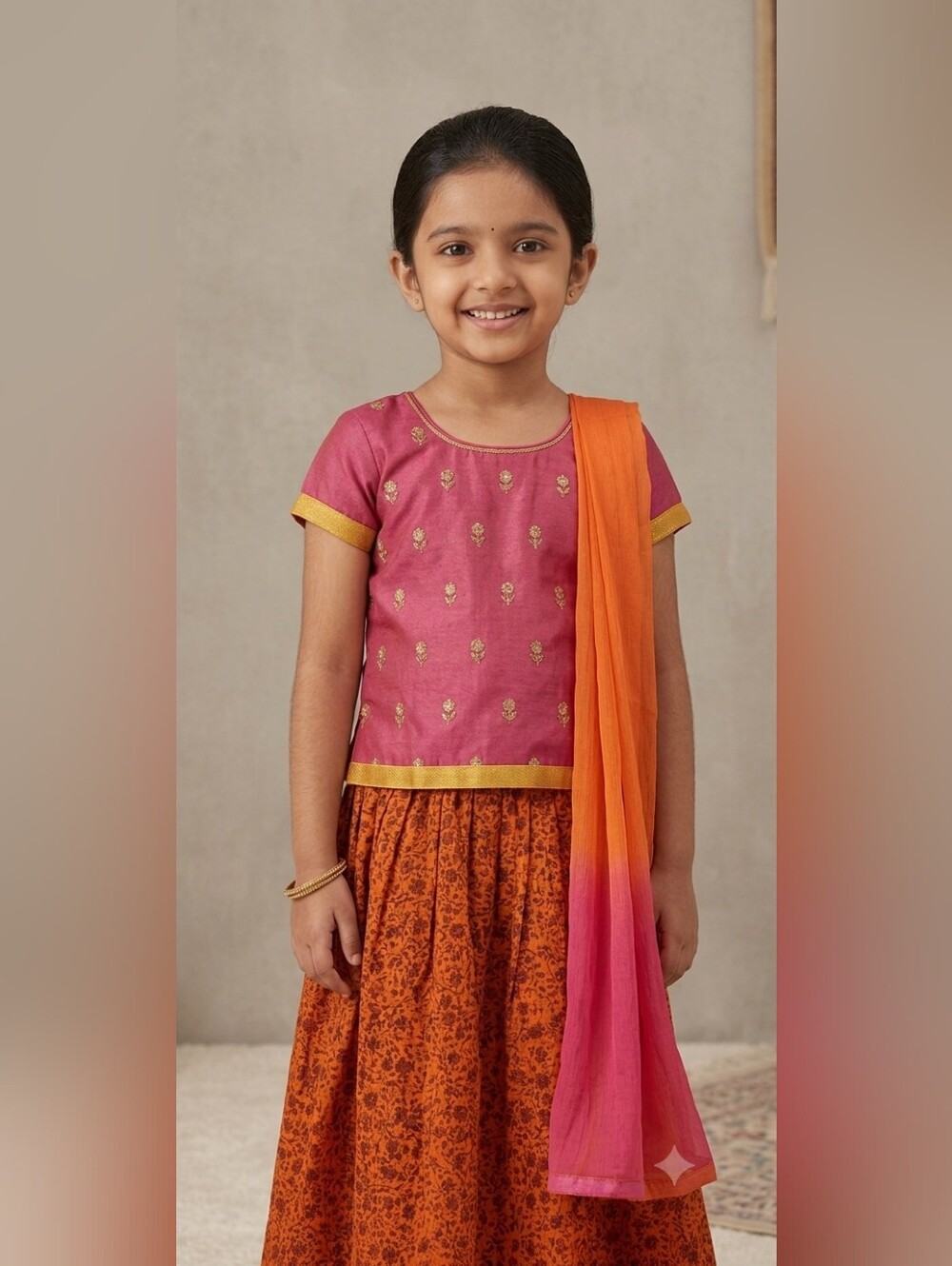 NEXT TO NEW FABINDIA GIRLS LEHENGA SET ( 9- 10 YEARS )
